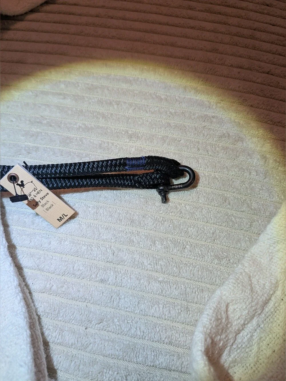 NWT Pig & Hen Salty Steve Black Rope Bracelet ML 7.5